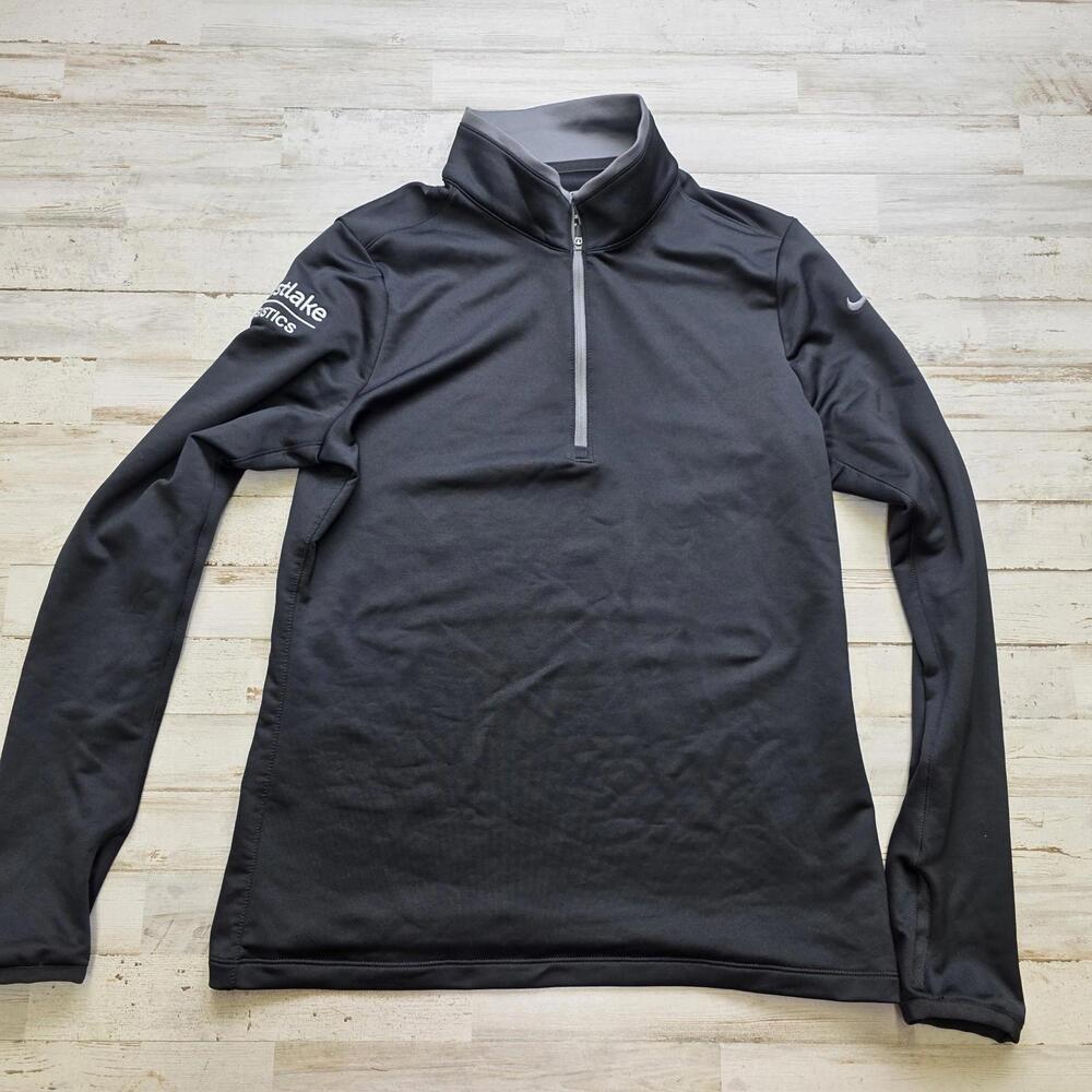 Women's Nike 1/4 Zip Pullover Black Jacket (Company Logo) Golf Casual MED